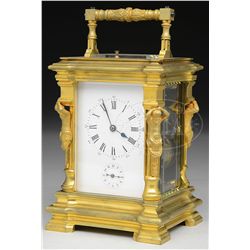 FRENCH "GRANDE SONNERIE" CARRIAGE CLOCK.