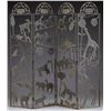 Image 1 : FOLK ART SHEET IRON FOUR PANEL FOLDING SCREEN.