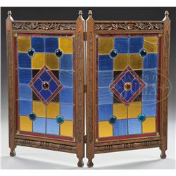 VICTORIAN AESTHETIC MOVEMENT STAINED GLASS SCREEN.