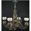 Image 1 : LARGE CAST METAL CHANDELIER WITH DRAGON DECORATION.