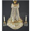 Image 1 : CRYSTAL AND BRASS CLASSICAL FOUR-LIGHT CHANDELIER.
