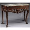 Image 1 : ROCOCO CARVED WALNUT MARBLE TOP CONSOLE TABLE.