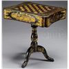 Image 1 : CHINESE EXPORT BLACK LACQUERED GAMES TABLE WITH GILT DECORATION.