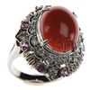 Image 1 : 14K WHITE GOLD LADY'S RING WITH DIAMONDS, PINK STONES & CORAL.