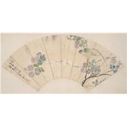 ALBUM LEAF FAN PAINTING BY HUA YAN (1682-1756)