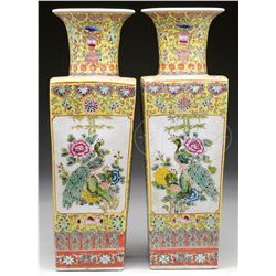 PAIR OF PORCELAIN VASES.