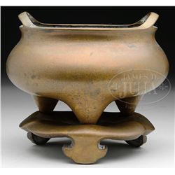 BRONZE CENSER AND STAND.