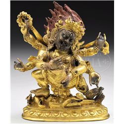 GILT BRONZE FIGURE ON STAND.