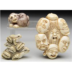 THREE IVORY CARVINGS.