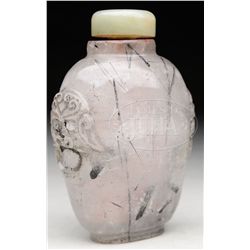 RUTILATED QUARTZ SNUFF BOTTLE.