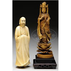 TWO IVORY CARVINGS.