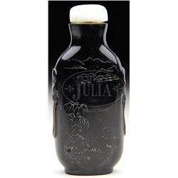 BLACK AGATE SNUFF BOTTLE.