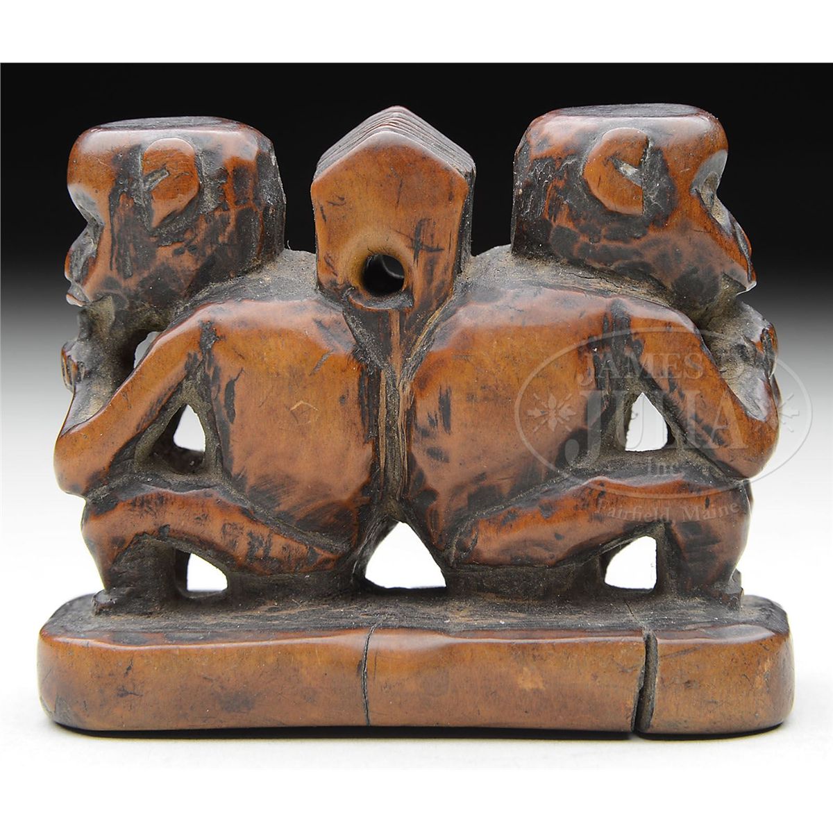 GROUP OF THREE WOOD CARVINGS.