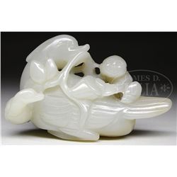 JADE CARVING OF A DUCK.