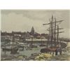 Image 2 : Fare French Art Print Boats in a Port Town Framed