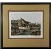 Image 1 : Artist Signed Art Print Boat at the Dock -Framed