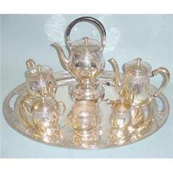 IMPRESSIVE SEVEN PIECE "STERLING" TEA SERVICE