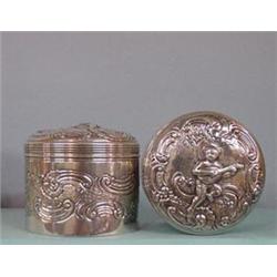 PAIR OF ENGLISH SILVER REPOUSSE BOXES