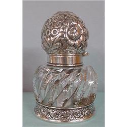 CUT GLASS AND "STERLING" INKWELL