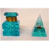 Image 1 : TWO BLUE GLASS INKWELLS