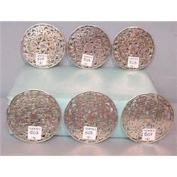 SIX "STERLING" OVERLAY COASTERS