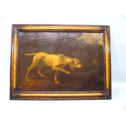 FRAMED OIL ON CANVAS OF A DOG