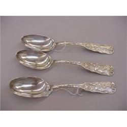THREE "STERLING" SERVING SPOONS