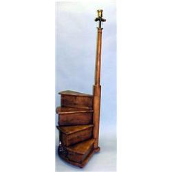 WOODEN SPIRAL LIBRARY STEPS FLOOR LAMP