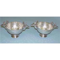 PAIR OF SILVER PLATE FOOTED BOWLS