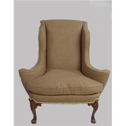 PAIR OF QUEEN ANNE STYLE WING CHAIRS