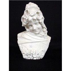 WHITE MARBLE BUST OF A YOUNG VICTORIAN WOMAN