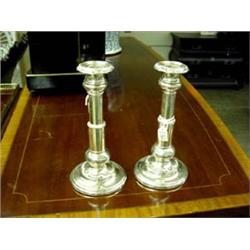 PAIR OF SILVER TELESCOPING CANDLESTICKS