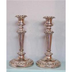 PAIR OF SILVERPLATE CANDLESTICKS