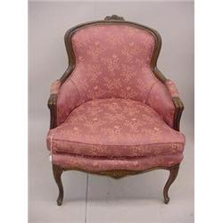 PAIR OF UPHOLSTERED FRENCH STYLE ARMCHAIRS