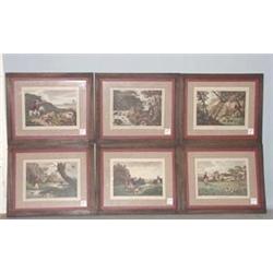 SIX HANDCOLORED SPORTING ENGRAVINGS