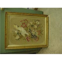 TWO COLORFUL VICTORIAN NEEDLEPOINT PICTURES