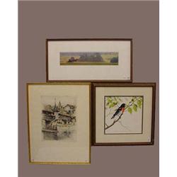 THREE FRAMED ITEMS