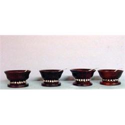 FOUR WOOD AND SILVER SALTS