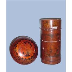 TWO LACQUERED ORIENTAL CONTAINERS