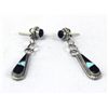 Image 2 : Zuni Sterling Jet & Opal Pierced Earrings