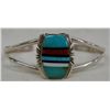 Image 1 : Navajo Sterling Silver & Channel Set Multi-Stone Bracelet