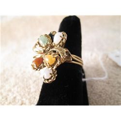14K YELLOW GOLD LADIES JADE RING