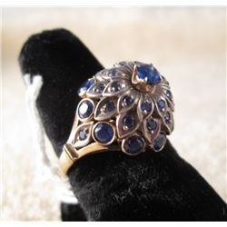 10K YELLOW GOLD MULTI SAPPHIRE LADIES RING
