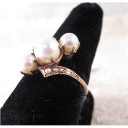10K YELLOW GOLD & PEARL LADIES RING