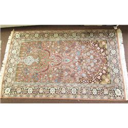 KASHAN 6.3" BY 3' HAND WOVEN FLORAL RUG FROM INDIA