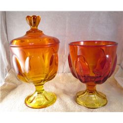LOT OF 2 AMBERINA EPIC CANDY DISHES, VIKING GLASS