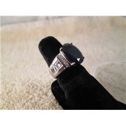 STERLING & LARGE LONDON BLUE TOPAZ & CZ RING