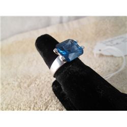 STERLING & 7 CT. BLUE TOPAZ LADIES RING