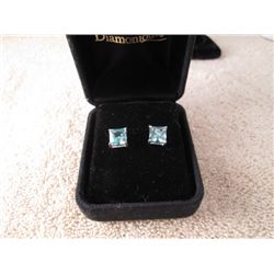 PAIR STERLING & 4 CT. AQUAMARINE LADIES EARRINGS