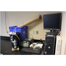 LAB WORKSTATION WITH ASSORTED EQUIPMENT, PC, MONITOR, POWER SUPPLY, ETC